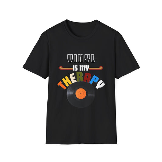 'Vinyl is my therapy' Novelty Unisex Softstyle T-Shirt